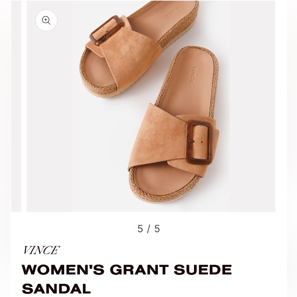 Vince Tan Suede Mules with Buckle Detail